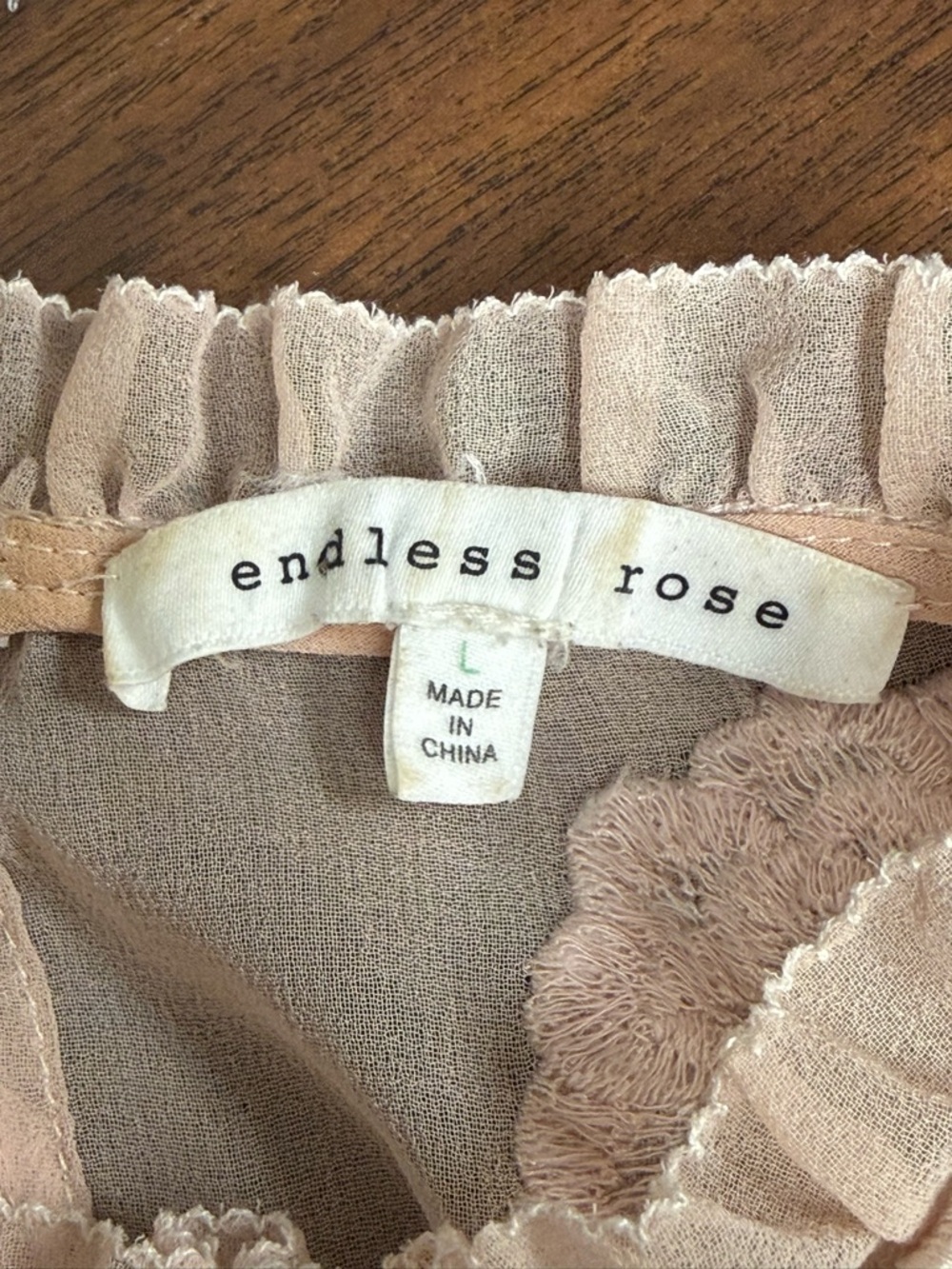 Endless Rose Cream Sheer Floral Embroidered Blouse Romantic Chic Large - Picture 7 of 10